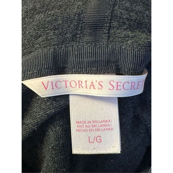 Victoria’s Secret VS large pink hooded full zip up sweatshirt angel wings grey - Picture 6 of 8